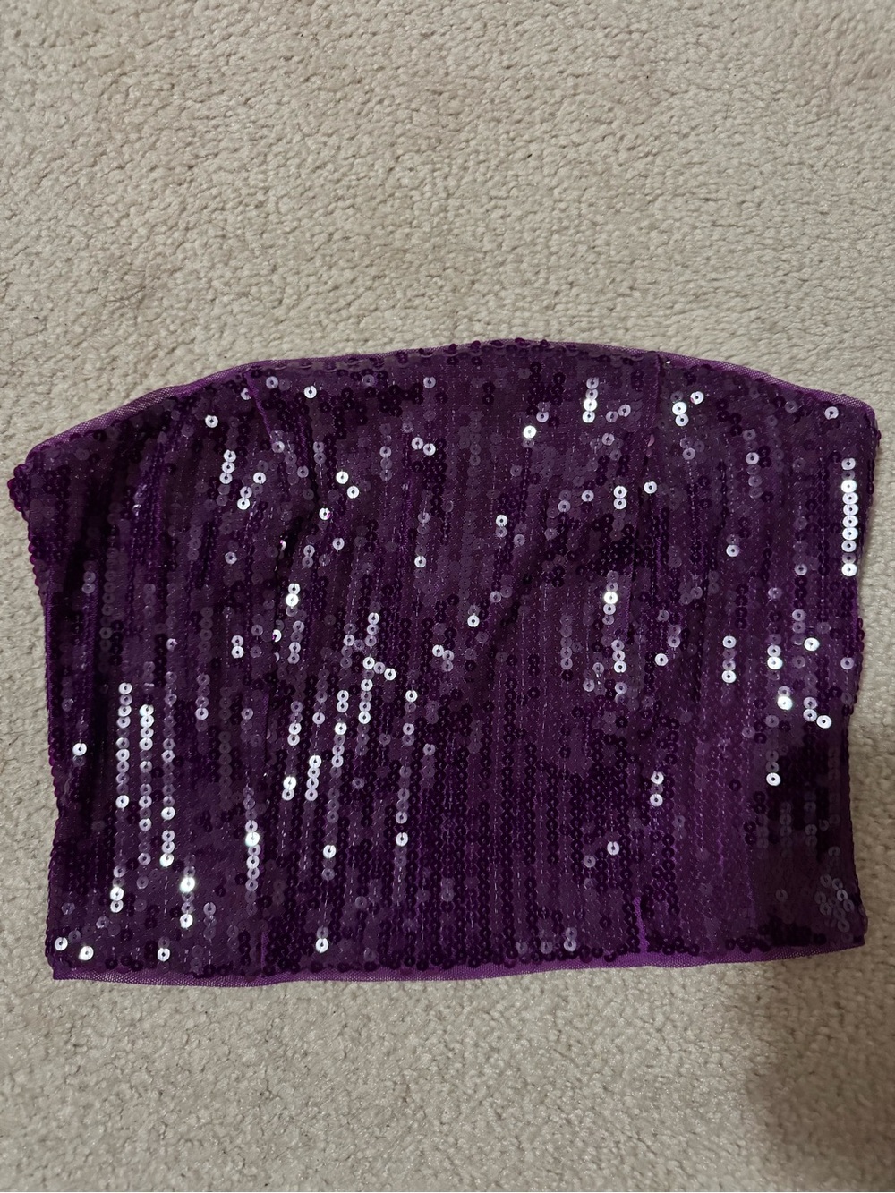 Anthropologie Purple Sequin Crop Top